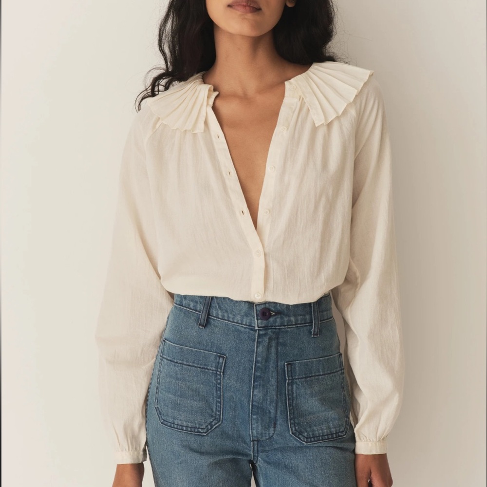 DOEN Aster Top in Mother of Pearl, size small